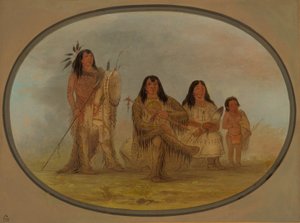 Een Blackfoot Hoofd, zijn vrouw, en een medicijnman