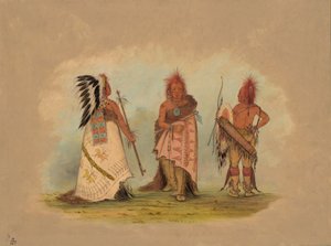 Een Pawnee Hoofdman met Twee Krijgers, 18611869 door George Catlin
