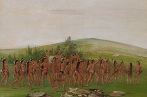 Boogschieten bij de Mandan door George Catlin