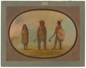Athapasca Hoofdman, Zijn Vrouw en een Krijger door George Catlin
