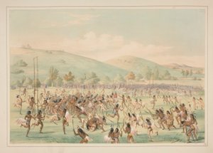 Balspel, pl. 23 uit het Noord-Amerikaanse Indianenportfolio door George Catlin