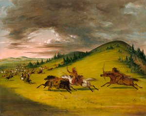 Strijd tussen Sioux en Sac en Fox door George Catlin