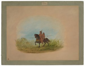 Bruid en bruidegom te paard - Connibo door George Catlin