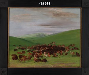 Buffalo Chase, een Surround door de Hidatsa door George Catlin