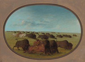 Buffeljacht, met Ongelukken, 1861-1869 door George Catlin