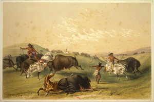 Buffeljacht: Een talrijke groep door George Catlin
