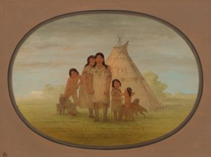 Kinderen van de Camanchee Hoofdman en Wigwam door George Catlin