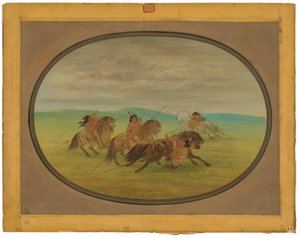 Camanchee Paardrijden door George Catlin