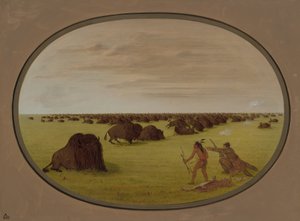 Catlin en Indiaan die een Buffel Aanvalt, 18611869 door George Catlin