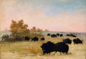 Catlin en gezelschap die buffels besluipen, Boven-Missouri, 1846-1848