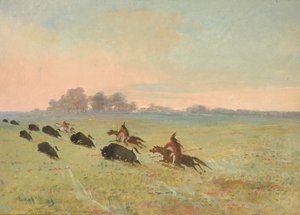 Comanche-indianen jagen op buffels door George Catlin