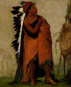Eé-hee-a-duck-cée-a, Hij die zijn haar vastbindt door George Catlin