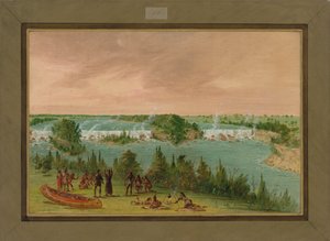 Vader Hennepin en zijn mannen bij de watervallen van St. Anthony, 1 mei 1680 door George Catlin