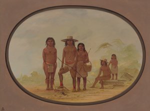 Vijf Maya Indianen door George Catlin