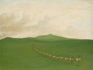 Foot War Party op mars, Boven-Missouri door George Catlin
