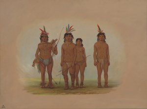 Vier Macouchi-indianen, 1854-1869 door George Catlin