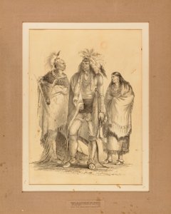 Groep van Algonquiaanse en Iroquoiaanse Indianen--no. 1 door George Catlin