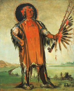 Ha-na-tá-nu-maúk, Wolf Chief, Hoofdchef van de Stam, 1832 door George Catlin