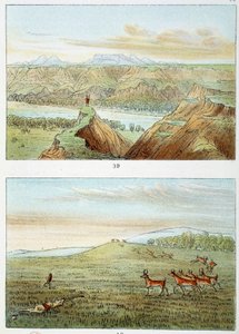 Indianen van Amerika: jacht op antilope. Gravure door George Catlin (1794-1872) door George Catlin