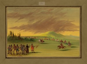 La Salle ontmoet een oorlogspartij van Cenis-indianen op een Texaanse prairie, 25 april 1686