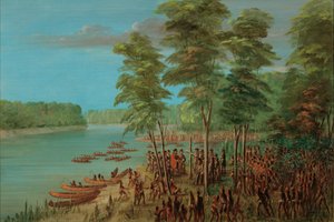 La Salle neemt bezit van het land aan de monding van de Arkansas door George Catlin