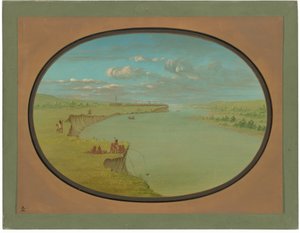 Mandan Dorp - Een Verre Aanblik door George Catlin