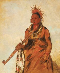 No-o-mún-nee, Wandelt in de regen, een krijger, 1832 door George Catlin