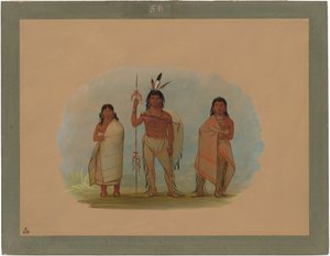 Ottawa Chief, zijn vrouw en een krijger door George Catlin