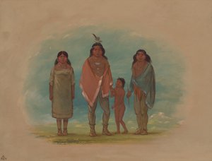 Patagon Chief, zijn broer en dochter door George Catlin