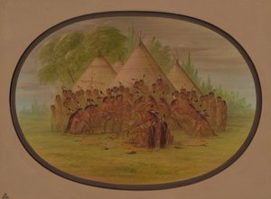 Pijpdans - Assinneboine, 1861-1869 door George Catlin