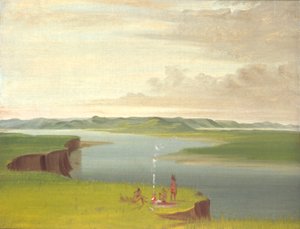 Prairie Bluffs bij zonsopgang, bij de monding van de Yellowstone River door George Catlin