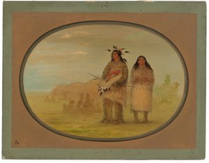 Riccarree Hoofdman en Zijn Vrouw door George Catlin