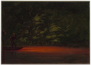 Speervissen bij fakkellicht op de Amazone door George Catlin
