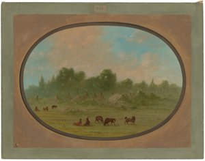 Tawahquena Dorp door George Catlin