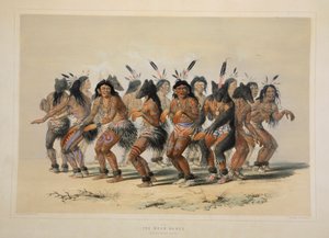 De Beren Dans, pub. 1845 kleurenlithografie door George Catlin