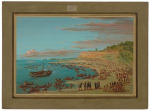 De Griffin vaart de haven van Mackinaw binnen. 27 augustus 1679