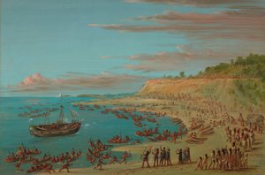De Griffin komt de haven van Mackinaw binnen. 27 augustus 1679 door George Catlin