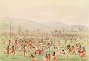 Het Indiase balspel, ca. 1832 door George Catlin