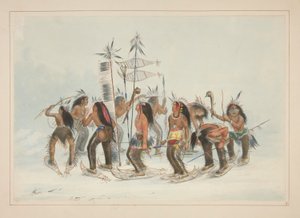 De Sneeuwschoendans, pl. 14 uit de North American Indian Portfolio door George Catlin