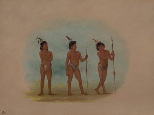Drie Auca-kinderen, 1854-1869 door George Catlin