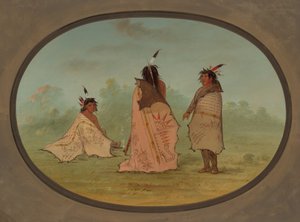 Drie Blackfoot Mannen, 1855-1869 door George Catlin
