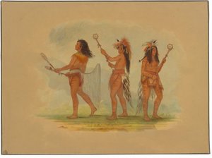 Drie beroemde balspelers - Choctaw, Sioux en Ojibbeway
