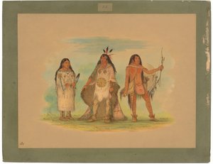 Drie Minatarree Indianen