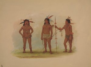 Drie Omagua Mannen, 1854-1869 door George Catlin
