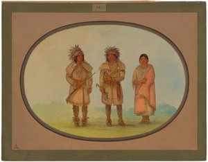 Drie Peoria-indianen door George Catlin
