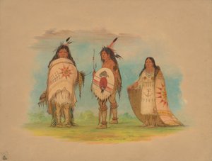 Drie Riccarree Indianen, 1861 door George Catlin