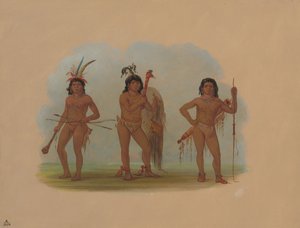 Drie Zurumati-indianen door George Catlin