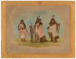 Twee Blackfoot Krijgers en een Vrouw door George Catlin