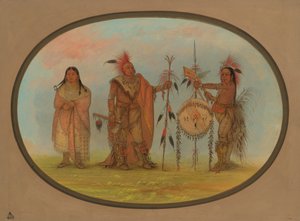 Twee Saukie stamhoofden en een vrouw, 1861-1869 door George Catlin