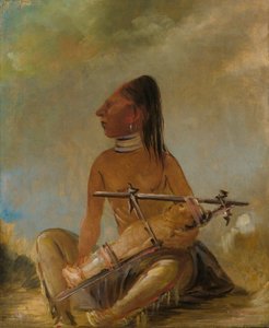 Vrouw en kind, die laten zien hoe de hoofden van kinderen worden afgeplat door George Catlin